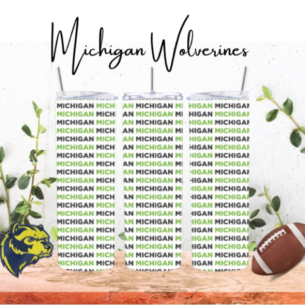 Go Blue Michigan Wolverines 20oz Skinny Tumbler